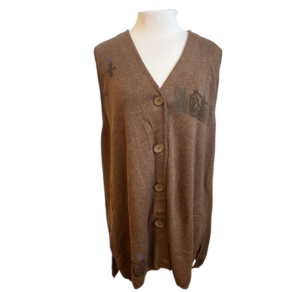 Bluefish Handpainted Button Front Sweater Vest - One Size